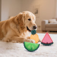 Load image into Gallery viewer, Hundeseng-vennlig tyggeleke i TPR – pipelyd & bittresistent fruktform
